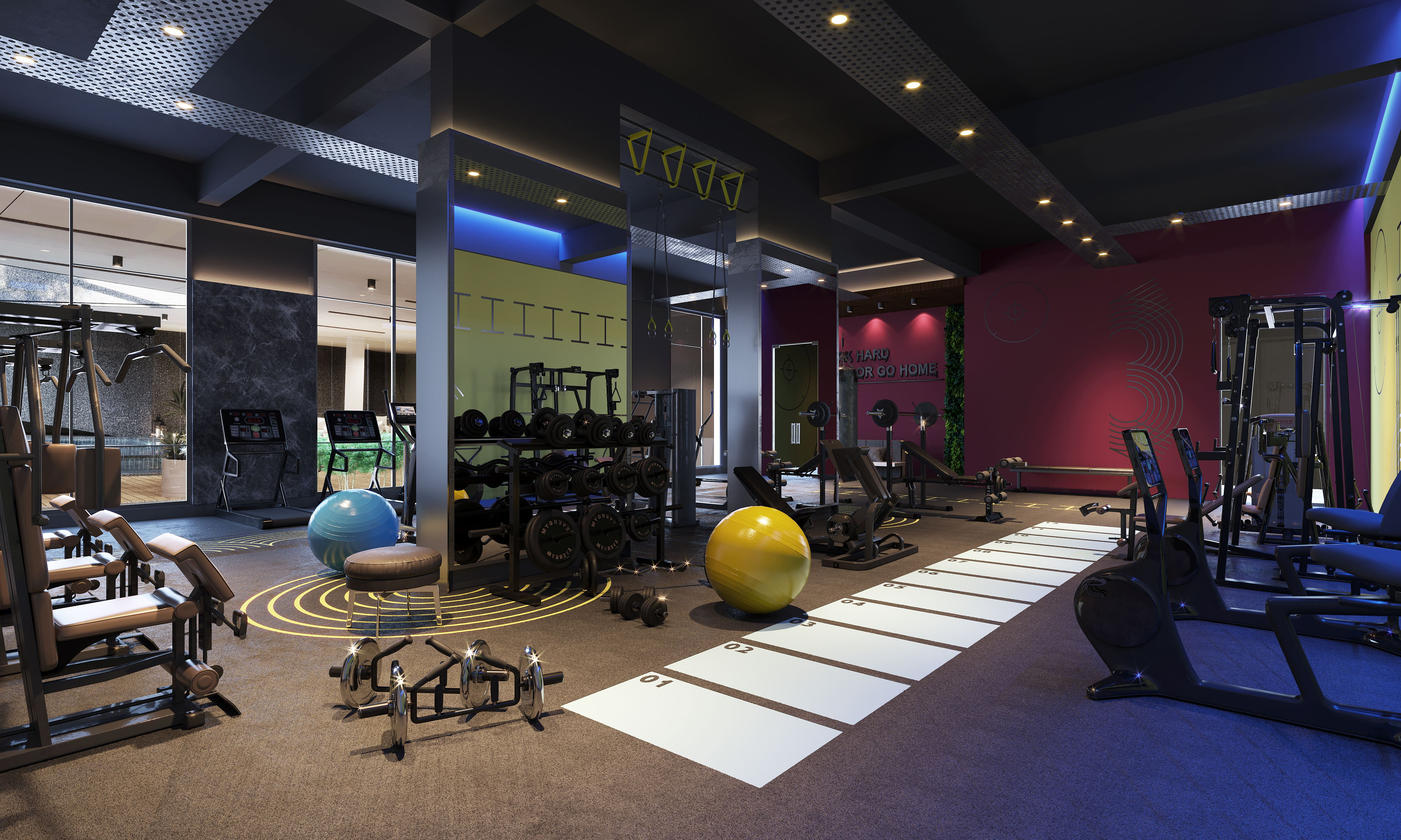 Gym members training with a coach